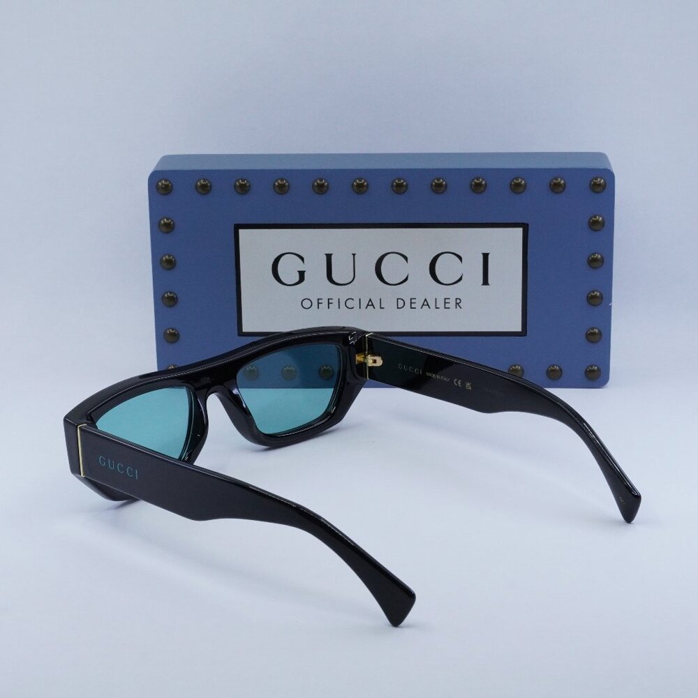 Gucci GG1134S 004 Men Rectangle Sunglasses - Black / Green - Picture 5 of 12